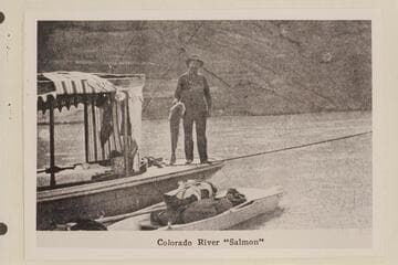 Colorado River "Salmon".  The boat is the stern of the "Major Powell", which was the first steam craft on the Green River.  View near the mouth of the San Rafael