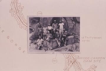 The 1940 Nevills party at the plaque at Separation Rapid