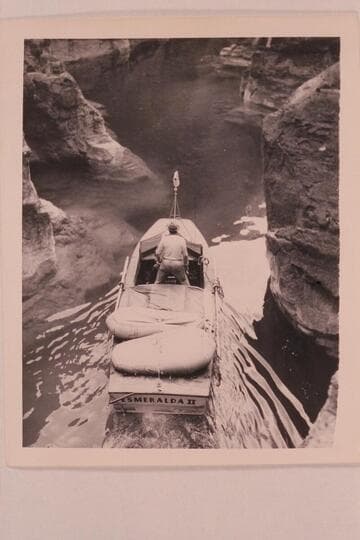 Ed Hudson running the "Esmeralda II" into the lagoon at Supai Creek