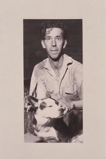 Glenn Yearout with his dog "Butch."  Yearout and Miller survived the boating accident in Westwater Canyon where Kenneth Shipp was drowned.  The accident was 1955, July 30