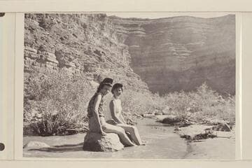 Mrs. Paul B. (Jimmie) Meadows; Elaine Frost.  Foot of Honaker Trail on the San Juan River