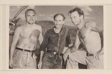 At Pierce Ferry; Buzz Holmstrom is left, Emery Kolb is center and Nevills is right