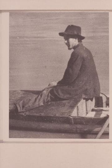 Ed Monett sitting on the stern of the "Utah."  Pipe Creek