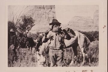 Pat Lynch.  In Pats Hole with Steamboat Rock at left and the mouth of the Yampa at right distance