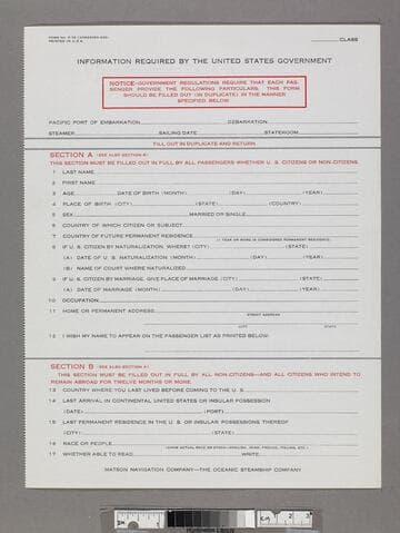 Information required by the United States government