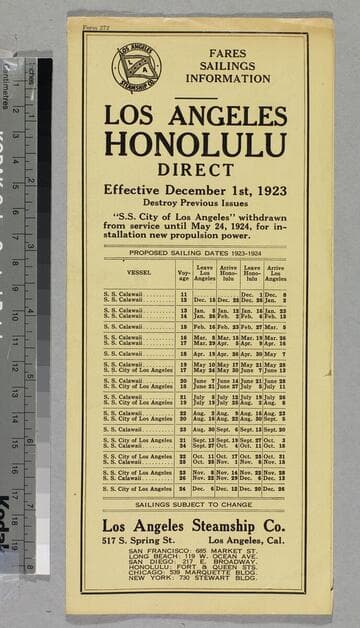Fares, sailings, information Los Angeles Honolulu direct