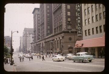 5th and Olive Streets, showing scramble system for traffic